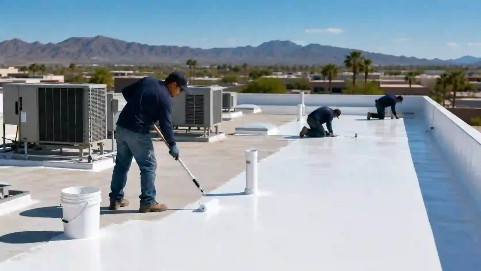 Wind damage on a commercial roof Wind damage on a commercial roof