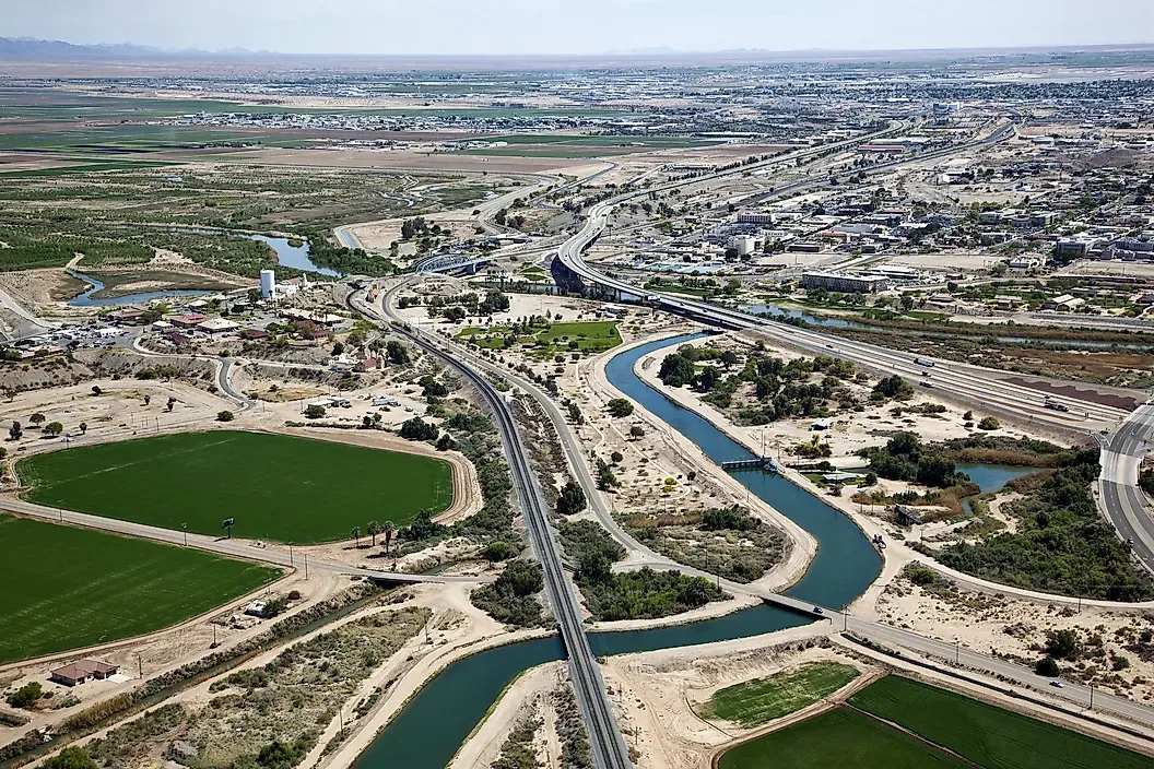 Yuma and the Colorado River valley from the air Yuma and the Colorado River valley from the air